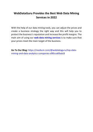 WebDataGuru Provides the Best Web Data Mining Services in 2022