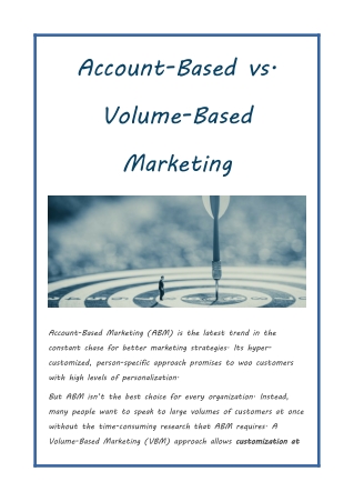 Account-Based vs. Volume-Based Marketing