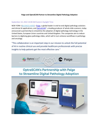 Paige & OptraSCAN Partner to Streamline Digital Pathology Adoption