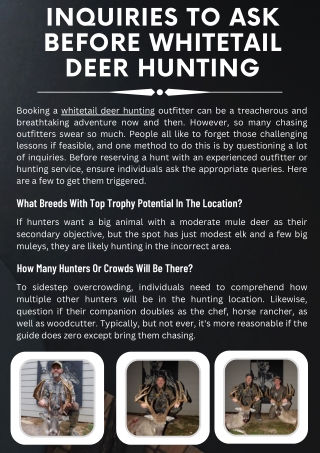 Inquiries to ask before Whitetail Deer Hunting