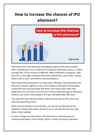 How to increase the chances of IPO allotment