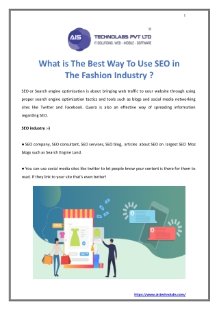 What is the Best Way to Use SEO in the Fashion Industry ?