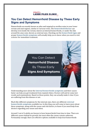 You Can Detect Hemorrhoid Disease by These Early Signs and Symptoms