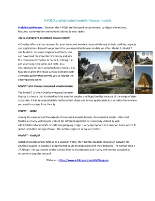 Prefabricated houses - A-FOLD prefabricated modular houses models