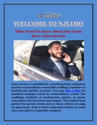 Need To Know About Our Toms River Limo Service