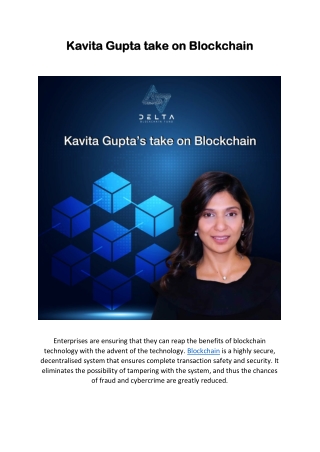 Kavita Gupta take on Blockchain