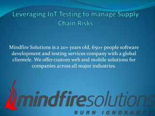Leveraging IoT Testing to manage Supply Chain Risks