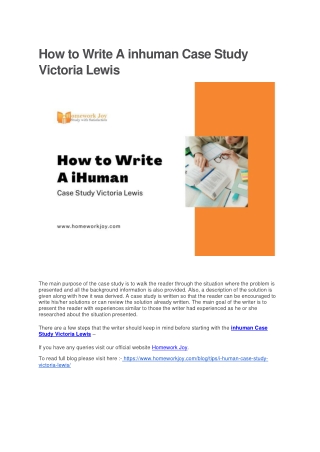 How to Write A inhuman Case Study Victoria Lewis