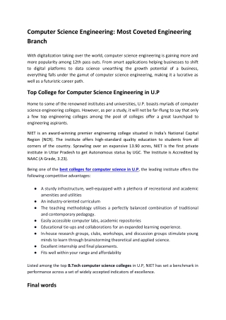 Computer Science Engineering: Most Coveted Engineering Branch