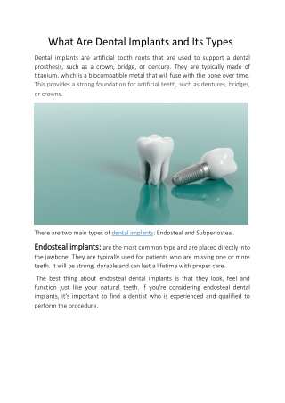 What Are Dental Implants and Its Types