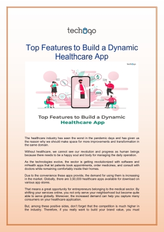 Top Features to Build a Dynamic Healthcare App