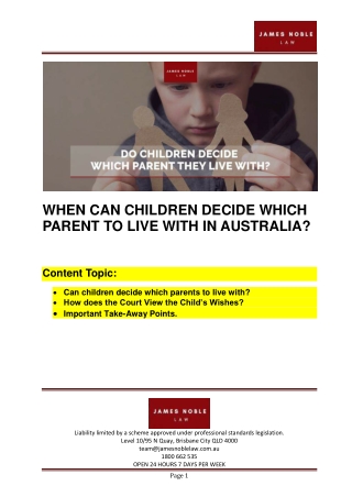 When can children decide which parent to live with in Australia