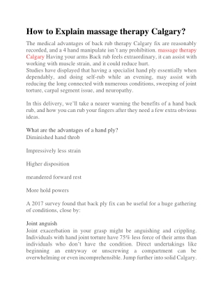 How to Explain massage therapy Calgary