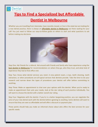 Tips to Find a Specialized but Affordable Dentist in Melbourne