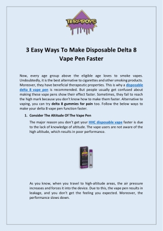 Easy Ways To Make Disposable Delta 8 Vape Pen Faster