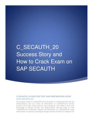 C_SECAUTH_20 Success Story and How to Crack Exam on SAP SECAUTH