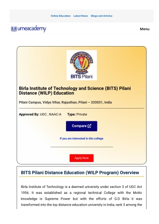 BITS Pilani MBA Fees 2021-23