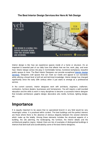 The Best Interior Design Services Are Here At Yeh Design.ppt