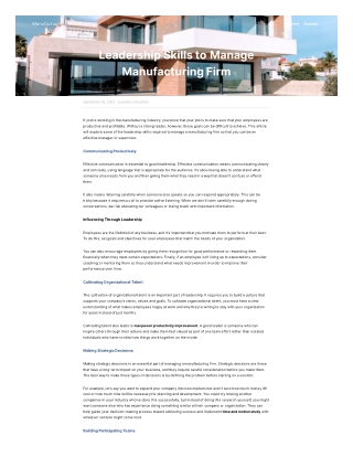 Leadership Skills to Manage Manufacturing Firm