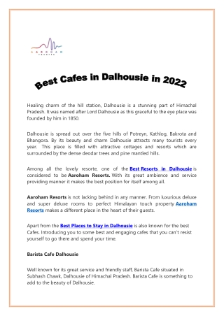 Best Cafes in Dalhousie in 2022