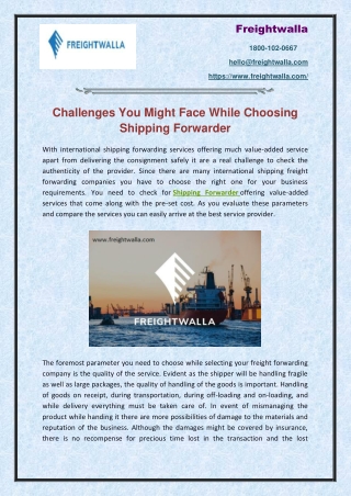 Challenges You Might Face While Choosing Shipping Forwarder