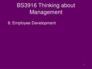BS3916 Thinking about Management