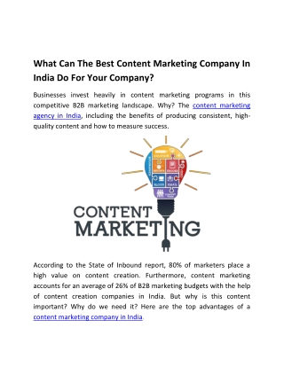 What Can The Best Content Marketing Company In India Do For Your Company