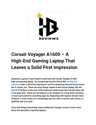 Corsair Voyager A1600 – A High-End Gaming Laptop That Leaves a Solid First Impression