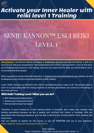 Activate your Inner Healer with reiki level 1 Training