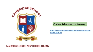 Online Admission in Nursery