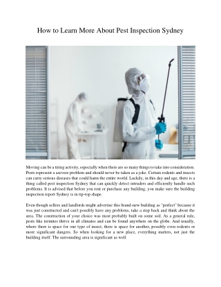 How to Learn More About Pest Inspection Sydney