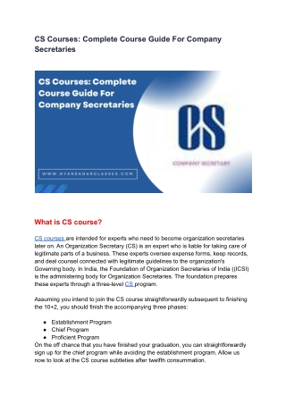 CS Courses_ Complete Course Guide For Company Secretaries