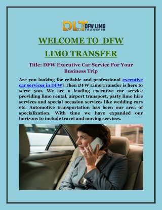 DFW Executive Car Service For Your Business Trip