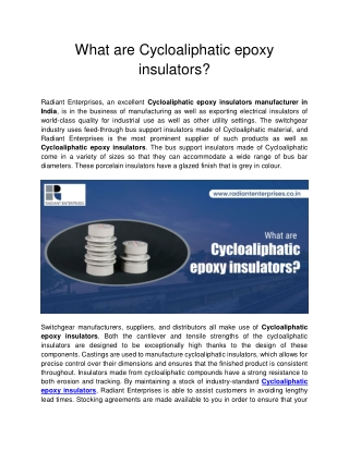 What are Cycloaliphatic epoxy insulators?