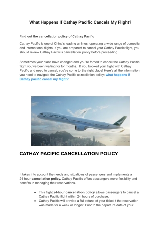 What Happens If Cathay Pacific Cancels My Flight?