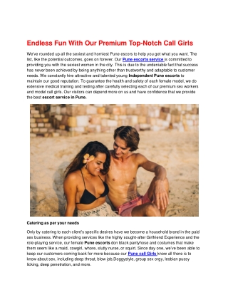 Endless Fun With Our Premium Top-Notch Call Girls