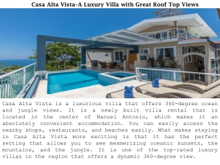 Casa Alta Vista–A Luxury Villa with Great Roof Top Views