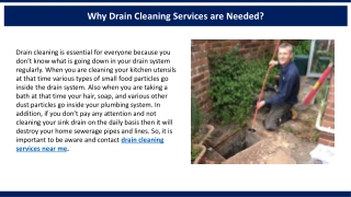Why Drain Cleaning Services are needed?