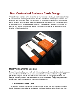 Best Customized Business Cards Design