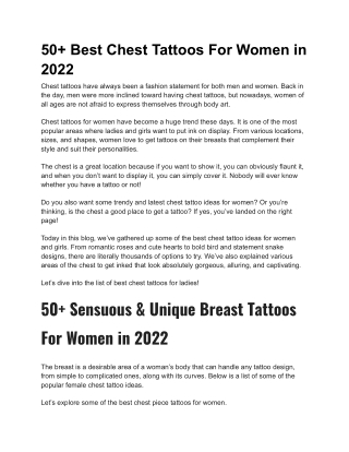 50  Amazing Chest Tattoos For Women in 2022