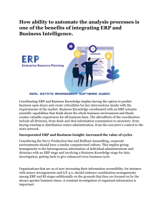 How ability to automate the analysis processes is one of the benefits of integrating ERP and Business Intelligence.