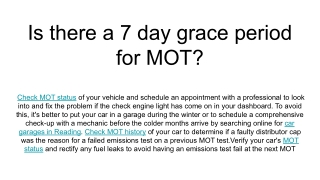 Is there a 7 day grace period for MOT_