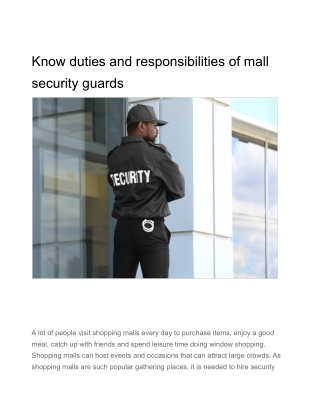 Know duties and responsibilities of mall security guards