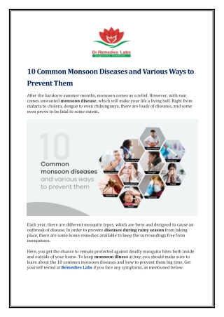 10 Common Monsoon Diseases and Various Ways to Prevent Them