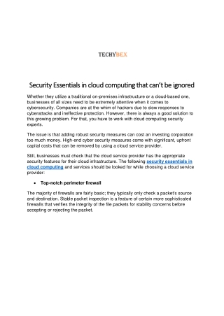 Security Essentials in cloud computing that can’t be ignored
