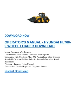 OPERATOR'S MANUAL - HYUNDAI HL760-9 WHEEL LOADER DOWNLOAD