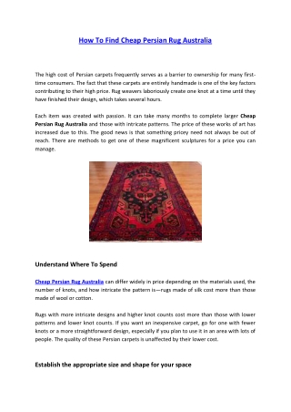 How To Find Cheap Persian Rug Australia