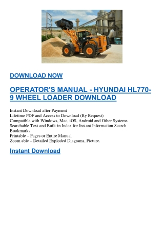 OPERATOR'S MANUAL - HYUNDAI HL770-9 WHEEL LOADER DOWNLOAD