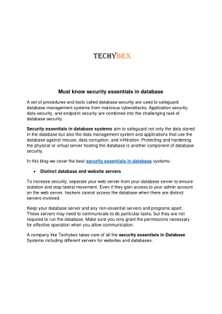 Must know security essentials in database