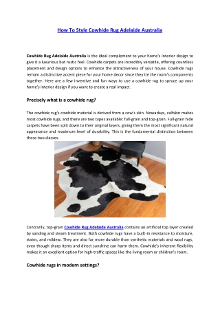 How To Style Cowhide Rug Adelaide Australia